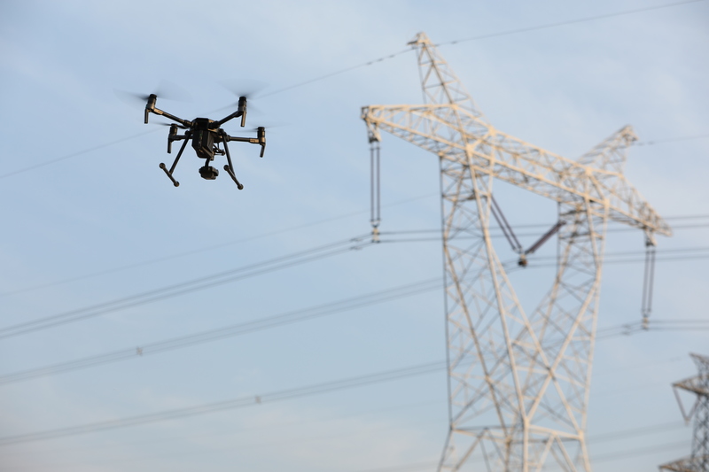 High voltage transmission line drone inspection